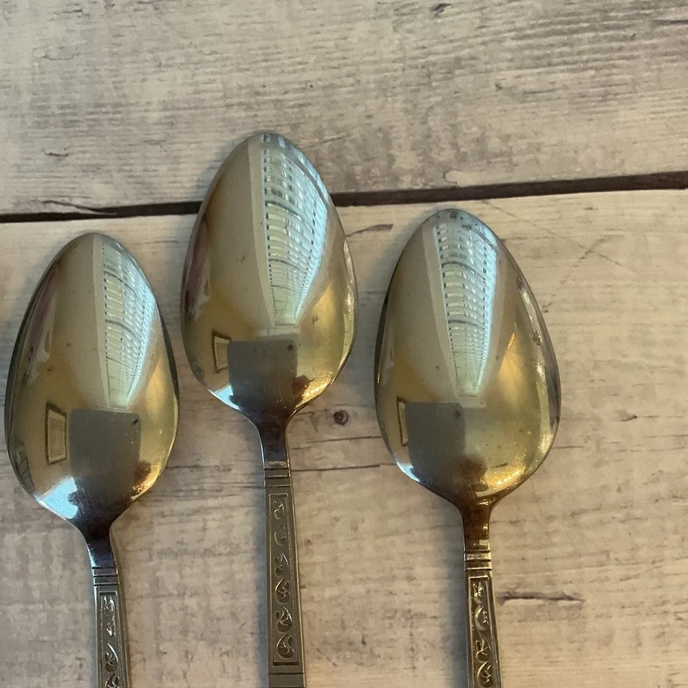 Riviera RIF4 Stainless Flatware Japan Set Of 5 Oval Place Spoons MCM Vintage